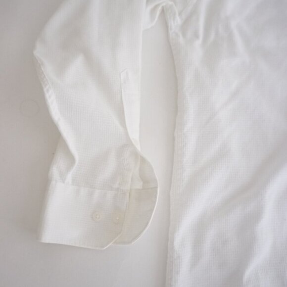 Vtg Givenchy White Cross Pattern Cotton Blend Button Down Dress Shirt 15.5 32/33 - Picture 8 of 11